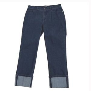 Lafayette 148 Women's Cropped Stretch Capri Denim Jean Wide Cuff Sz 8